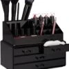Relaxdays Make-up Organizer - Tweedelig - Cosmetica Opbergdoos + Lippenstift Houder - Zwart -Cosmetica Promotiewinkel 1032x1200 1