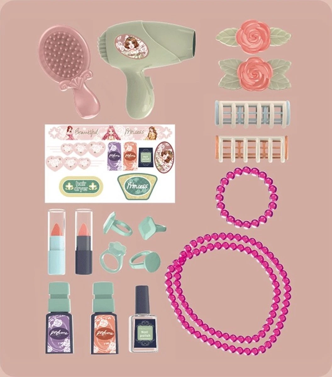 Kaptafel Kind - Make Up Tafel Met Spiegel - 44x24,5x76cm - Roze 5 Kaptafel Kind - Make Up Tafel Met Spiegel - 44x24,5x76cm - Roze - Afbeelding 3