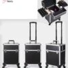 Kapper Koffer| Nagel | Visagist | Make-up | Cosmetica | Schminken | Trolley Stevig En Gemaakt Van Aluminium | 3 Delig | 8 Wielen | Bedekt Met Mooie Zilver Strips -Cosmetica Promotiewinkel 1080x1200 2