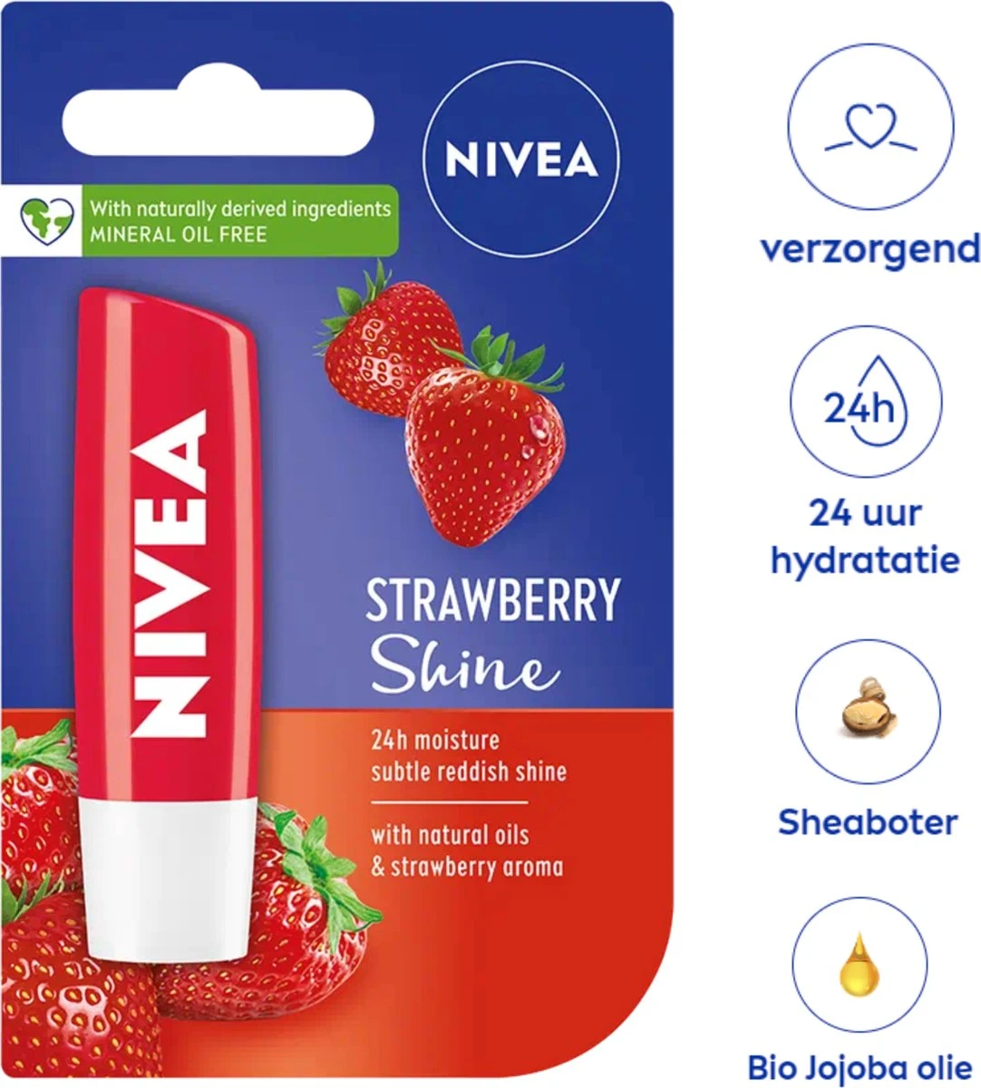 Nivea - Labello Strawberry Shine Lippenbalsem - 5,5 Ml Stick - Lipbalsem - Lipbalm - Lipverzorging - Verrijkt Met Shea Boter En Bio Jojoba Olie 6 Nivea - Labello Strawberry Shine Lippenbalsem - 5,5 Ml Stick - Lipbalsem - Lipbalm - Lipverzorging - Verrijkt Met Shea Boter En Bio Jojoba Olie - Afbeelding 4