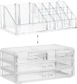 Relaxdays Make-up Organizer - Tweedelig - Cosmetica Opbergdoos - Transparant 34 Relaxdays Make-up Organizer - Tweedelig - Cosmetica Opbergdoos - Transparant -Cosmetica Promotiewinkel 1088x1200 2