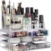 Relaxdays Make-up Organizer - Tweedelig - Cosmetica Opbergdoos - Transparant -Cosmetica Promotiewinkel 1129x1200 3