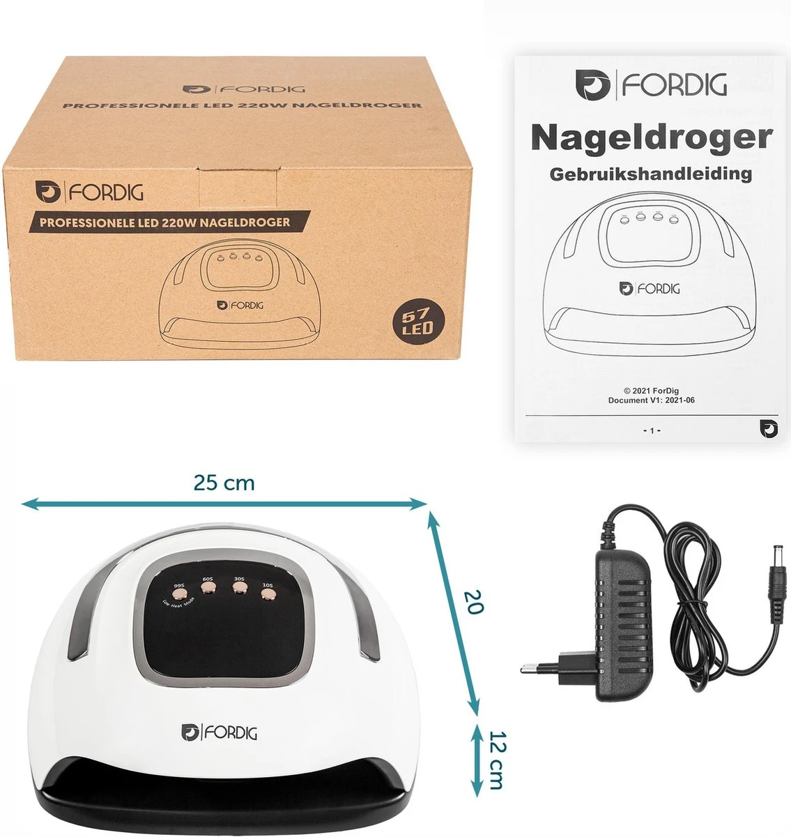ForDig 220W Professionele Nageldroger Voor Gel Nagels - Nagellak Droger Met UV LED Lamp En Timer Voor Gelnagels - Nageldrogerlamp Met 57 LED Lampjes Voor Nagel Gellak - Geschikt Voor Manicure En Pedicure - Nagellakdroger Hard Gelpolish Builder 8 ForDig 220W Professionele Nageldroger Voor Gel Nagels - Nagellak Droger Met UV LED Lamp En Timer Voor Gelnagels - Nageldrogerlamp Met 57 LED Lampjes Voor Nagel Gellak - Geschikt Voor Manicure En Pedicure - Nagellakdroger Hard Gelpolish Builder - Afbeelding 6