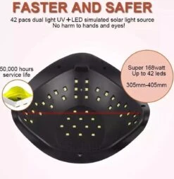 UV Nagel Lamp 168 Watt + 5 Gratis Vijlen - BellaLine - UV Led Nagellamp – Gel Nagel – Nagellak UV – Nageldroger – Salon – Sensor – Gellac - Acryl - Gelnagels – 42 Power Led – Professioneel – Krachtig – Manicure – Extra Lang Snoer - Pink - Pedicure -Cosmetica Promotiewinkel 1167x1200 8