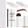 Merkloos Wenkbrauw Stempel – Brow Stamp – Stempelset – Make Up – Bruin – Incl. 34 Sjablonen – Incl. Wenkbrauw Borstel – Waterproof - Herbruikbaar - Cadeau Voor Haar -Cosmetica Promotiewinkel 1169x1200