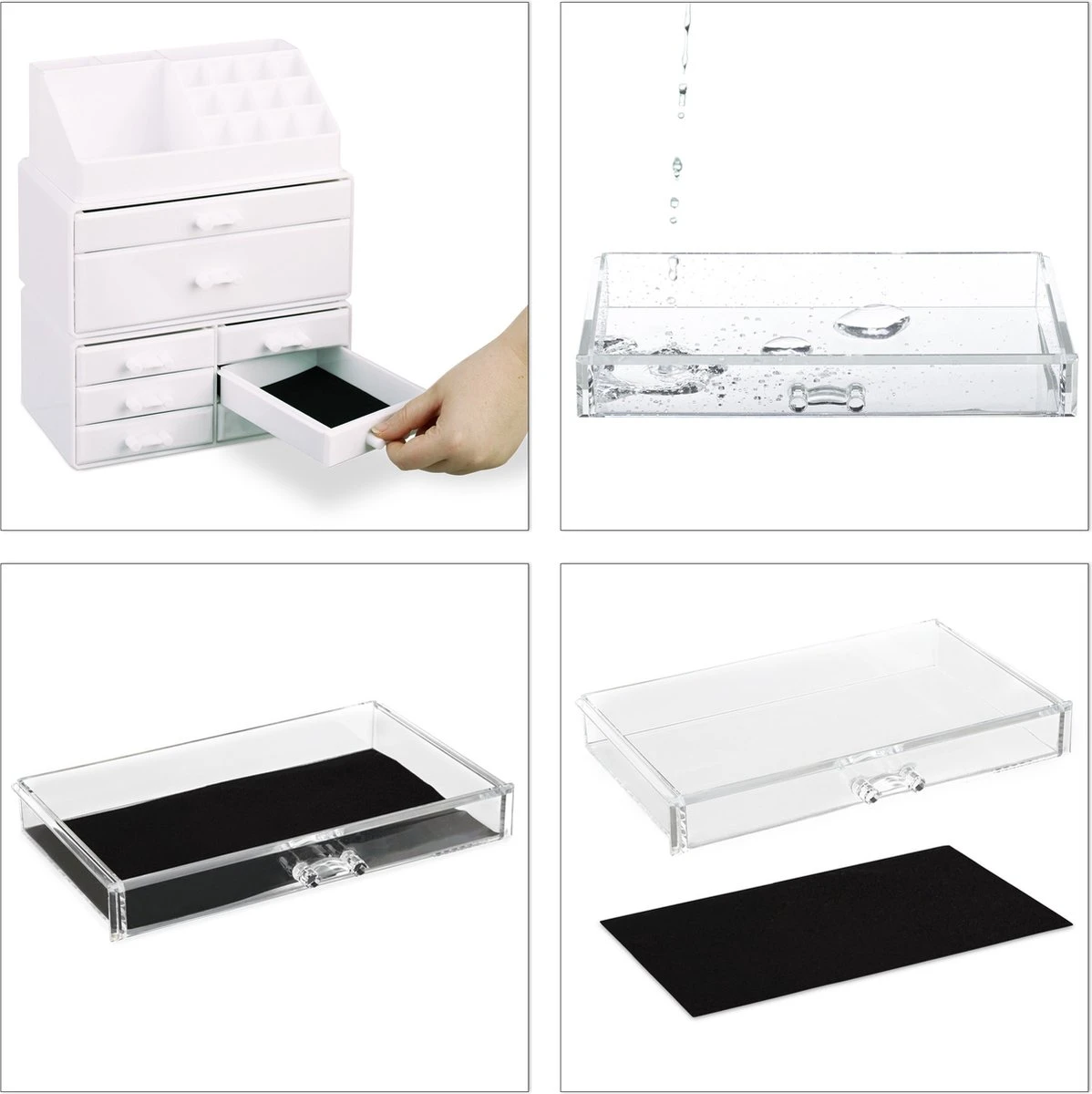 Relaxdays Make-up Organizer - Tweedelig - Cosmetica Opbergdoos - Transparant 16 Relaxdays Make-up Organizer - Tweedelig - Cosmetica Opbergdoos - Transparant - Afbeelding 14