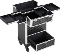 Monkey's Aluminium Kapperskoffer - Zwart - Beauty Case - Cosmeticakoffer - Make-upkoffer - Trolley - 360 Graden Wielen - 34 X 24 X 55.5 Cm -Cosmetica Promotiewinkel 1200x1039 2