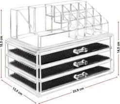 Merkloos Make-up Organizer, Make Up Opberger, 3 Laden, Opbergdoos, Make-up Bewaardoos -Cosmetica Promotiewinkel 1200x1043 3