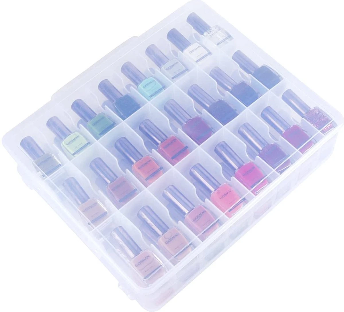 Nagellak Organizer - Koffer Met Vakverdeling - Ruimte Voor 48 Verschillende Nagellakpotjes - 35 X 30 Cm - Kunststof - Naaigarenopbergkoffer 8 Nagellak Organizer - Koffer Met Vakverdeling - Ruimte Voor 48 Verschillende Nagellakpotjes - 35 X 30 Cm - Kunststof - Naaigarenopbergkoffer - Afbeelding 6