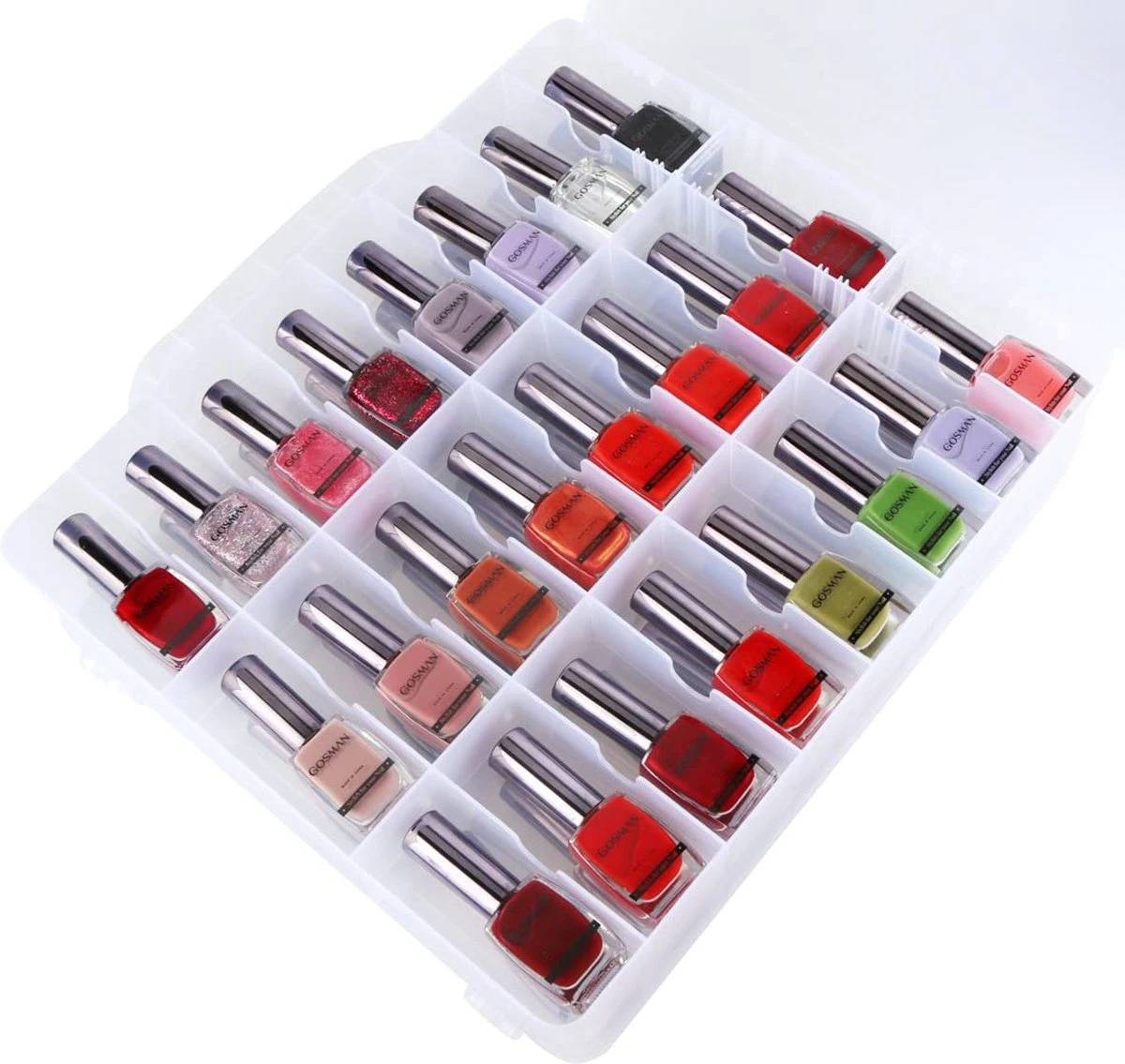 Nagellak Organizer - Koffer Met Vakverdeling - Ruimte Voor 48 Verschillende Nagellakpotjes - 35 X 30 Cm - Kunststof - Naaigarenopbergkoffer 9 Nagellak Organizer - Koffer Met Vakverdeling - Ruimte Voor 48 Verschillende Nagellakpotjes - 35 X 30 Cm - Kunststof - Naaigarenopbergkoffer - Afbeelding 7