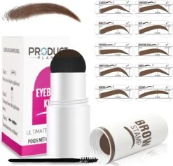 ProductPlanet Premium Wenkbrauw Stempel - Wenkbrauw Sjabloon - Wenkbrauwstempel - Brow Stamp - 10 Sjablonen - Borsteltje - Herbruikbaar - Waterdicht - Cadeau Voor Haar - Mediumbruin