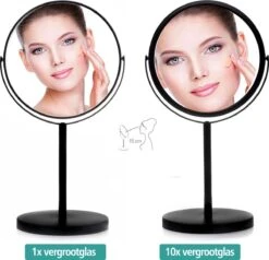 Omliox Make Up En Scheer Spiegel - Ronde Standspiegel - 10x Vergroting - Ø19cm - Mat Zwart -Cosmetica Promotiewinkel 1200x1157 3