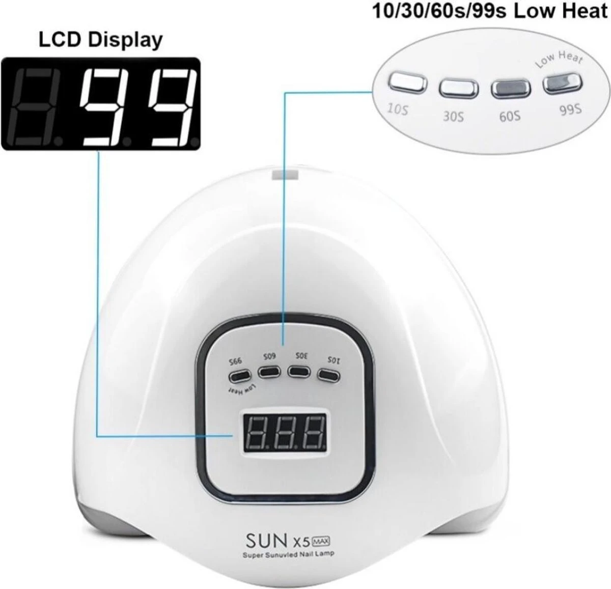 Merkloos 80 Watt UV LED Lamp Nagels - SUN X5 MAX - 45LED - Nagel - UV- LED Lamp - Wit - Nagellamp - Nail Dryer - Nagels - Salon - Lamp - 4 Merkloos 80 Watt UV LED Lamp Nagels - SUN X5 MAX - 45LED - Nagel - UV- LED Lamp - Wit - Nagellamp - Nail Dryer - Nagels - Salon - Lamp - - Afbeelding 2