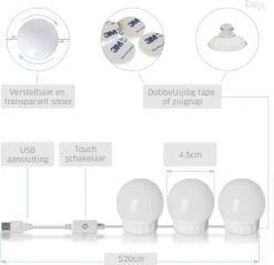 Gadgy Hollywood Spiegel Met Verlichting – Spiegel Met Licht - 10 LED Lampen - Dimbaar (SPIEGEL NIET INBEGREPEN) -Cosmetica Promotiewinkel 1200x1159 18