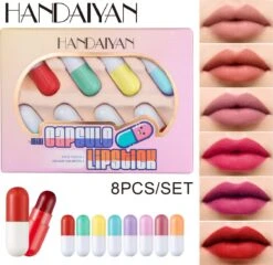 HANDAIYAN Mini Pil Lipgloss Capsule Lippenstift Lippenstift Voorbeeld 8 Kleurenset 9 HANDAIYAN Mini Pil Lipgloss Capsule Lippenstift Lippenstift Voorbeeld 8 Kleurenset -Cosmetica Promotiewinkel 1200x1168