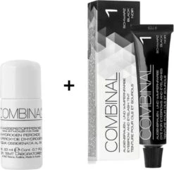 Combinal Wenkbrauw En Wimperverf - Zwart + Combinal Waterstofperoxide 5% - Wimpers - Wenkbrauwen - Wenkbrauwverf - Combideal -Cosmetica Promotiewinkel 1200x1169