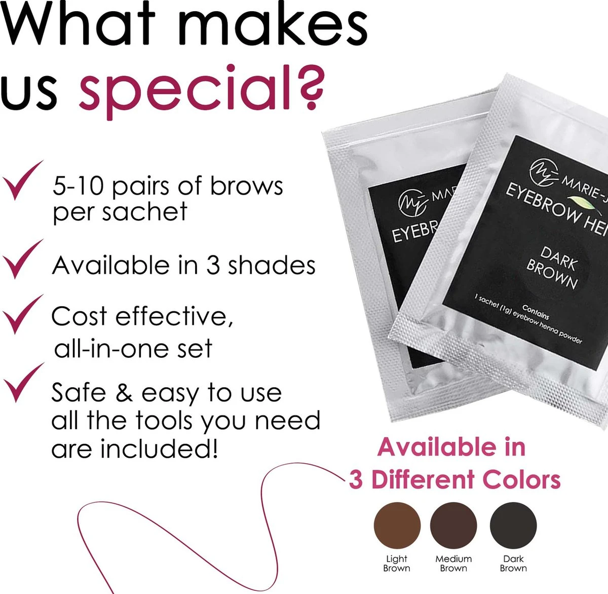 Marie-José & Co Henna Wenkbrauwverf Donkerbruin - Complete Henna Brows Kit - Tattoo Brow Set Voor 20 Paar Wenkbrauwen 5 Marie-José & Co Henna Wenkbrauwverf Donkerbruin - Complete Henna Brows Kit - Tattoo Brow Set Voor 20 Paar Wenkbrauwen - Afbeelding 3