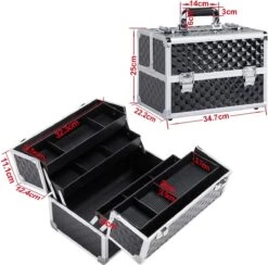 Make-upkoffer, Kapperskoffer, Cosmeticakoffer, Lege Nagelkoffer, Multikoffer, Afsluitbaar Voor Nageldesign/massageolie/fotoapparatuur, 34,7 X 22,2 X 25 Cm HMTM-YAHEE-411176 -Cosmetica Promotiewinkel 1200x1185 7