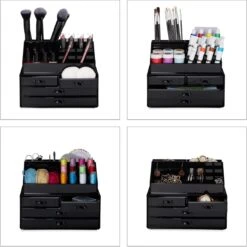 Relaxdays Make-up Organizer - Tweedelig - Cosmetica Opbergdoos + Lippenstift Houder - Zwart -Cosmetica Promotiewinkel 1200x1198 33