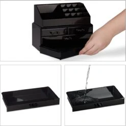 Relaxdays Make-up Organizer - Tweedelig - Cosmetica Opbergdoos + Lippenstift Houder - Zwart -Cosmetica Promotiewinkel 1200x1198 34