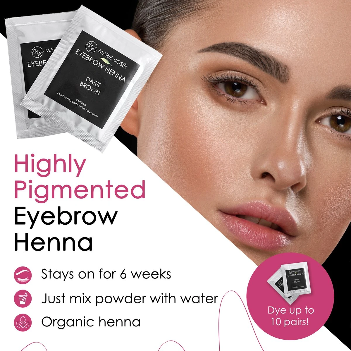 Marie-José & Co Henna Wenkbrauwverf Donkerbruin - Complete Henna Brows Kit - Tattoo Brow Set Voor 20 Paar Wenkbrauwen 6 Marie-José & Co Henna Wenkbrauwverf Donkerbruin - Complete Henna Brows Kit - Tattoo Brow Set Voor 20 Paar Wenkbrauwen - Afbeelding 4