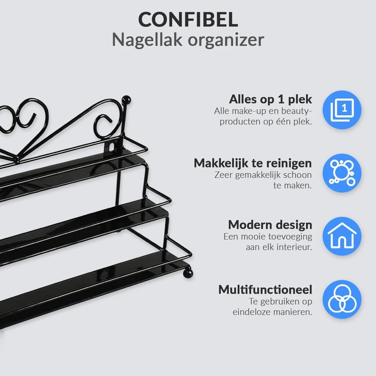 Confibel Nagellak Organizer - Nagellak Flesjes Houder - Essentiële Oliën Organizer - Rek Voor Flesjes - Wanddecoratie - Zwart 8 Confibel Nagellak Organizer - Nagellak Flesjes Houder - Essentiële Oliën Organizer - Rek Voor Flesjes - Wanddecoratie - Zwart - Afbeelding 6