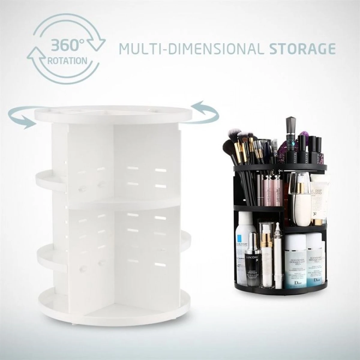 UNIQ 360° Roterend Make-Up Organizer - Beauty Organizer Voor Huidverzorging En Make-up - Opbergbox - Wit 6 UNIQ 360° Roterend Make-Up Organizer - Beauty Organizer Voor Huidverzorging En Make-up - Opbergbox - Wit - Afbeelding 4