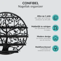 Confibel Nagellak Houder - Nagellak Flesjes Organizer - Essentiële Oliën Organizer - Rek Voor Flesjes - Wanddecoratie - Zwart -Cosmetica Promotiewinkel 1200x1200 710