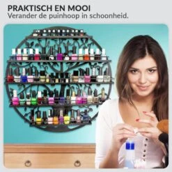 Confibel Nagellak Houder - Nagellak Flesjes Organizer - Essentiële Oliën Organizer - Rek Voor Flesjes - Wanddecoratie - Zwart -Cosmetica Promotiewinkel 1200x1200 713