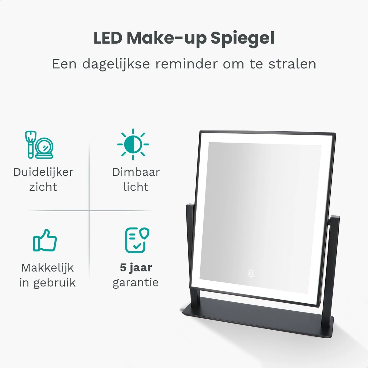 Mirlux Hollywood Spiegel Met Verlichting - Make Up - Visagie - Dimbaar LED Lampen Licht - Zwart 4 Mirlux Hollywood Spiegel Met Verlichting - Make Up - Visagie - Dimbaar LED Lampen Licht - Zwart - Afbeelding 2
