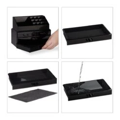 Relaxdays Make-up Organizer - Tweedelig - Cosmetica Opbergdoos + Lippenstift Houder - Zwart -Cosmetica Promotiewinkel 1200x1200 754