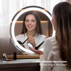 Nuvoo Make-up Spiegel - Visagie Spiegel - Hollywood Spiegel - Diameter 50cm - 3 Licht Tinten - Dimbaar - USB Telefoonoplader - Goud 18 Nuvoo Make-up Spiegel - Visagie Spiegel - Hollywood Spiegel - Diameter 50cm - 3 Licht Tinten - Dimbaar - USB Telefoonoplader - Goud -Cosmetica Promotiewinkel 1200x1200 791