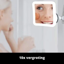Vergroot Make Up En Scheer Spiegel Met LED Verlichting Vierkant - 10x Vegroting En Natuurlijk Licht Voor Cosmetica/Scheren/Epileren - 360° Graden Verstelbare Zuignap En Wandbevestiging 14 Vergroot Make Up En Scheer Spiegel Met LED Verlichting Vierkant - 10x Vegroting En Natuurlijk Licht Voor Cosmetica/Scheren/Epileren - 360° Graden Verstelbare Zuignap En Wandbevestiging -Cosmetica Promotiewinkel 1200x1200 810