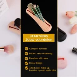 Beautious® Make Up Organizer - Beauty Organizer - Kwastenhouder - Compact - Siliconen - Khaki -Cosmetica Promotiewinkel 1200x1200 858