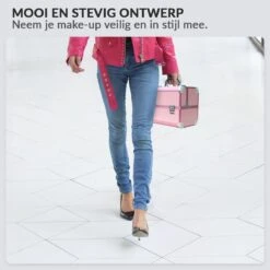 Confibel Cosmetica Koffer - Make Up Koffer Uitklapbaar - 5 Opbergbakken Make-up Koffer - Beautycase/Visagiekoffer /Cosmeticakoffer /Beautycase/ Nagelstylistekoffer - Roze -Cosmetica Promotiewinkel 1200x1200 879