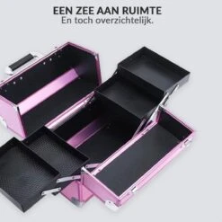 Confibel Cosmetica Koffer - Make Up Koffer Uitklapbaar - 5 Opbergbakken Make-up Koffer - Beautycase/Visagiekoffer /Cosmeticakoffer /Beautycase/ Nagelstylistekoffer - Roze -Cosmetica Promotiewinkel 1200x1200 883