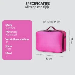 Cosmetica Koffer - Make-up Koffer Met Verstelbare Vakken - Visagie En Nagelstyliste Beauty Koffer - 40x30x14CM - Roze -Cosmetica Promotiewinkel 1200x1200 894