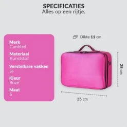 Cosmetica Koffer - Make-up Koffer Met Verstelbare Vakken - Visagie En Nagelstyliste Beauty Koffer - 35x25x11CM - Roze -Cosmetica Promotiewinkel 1200x1200 917