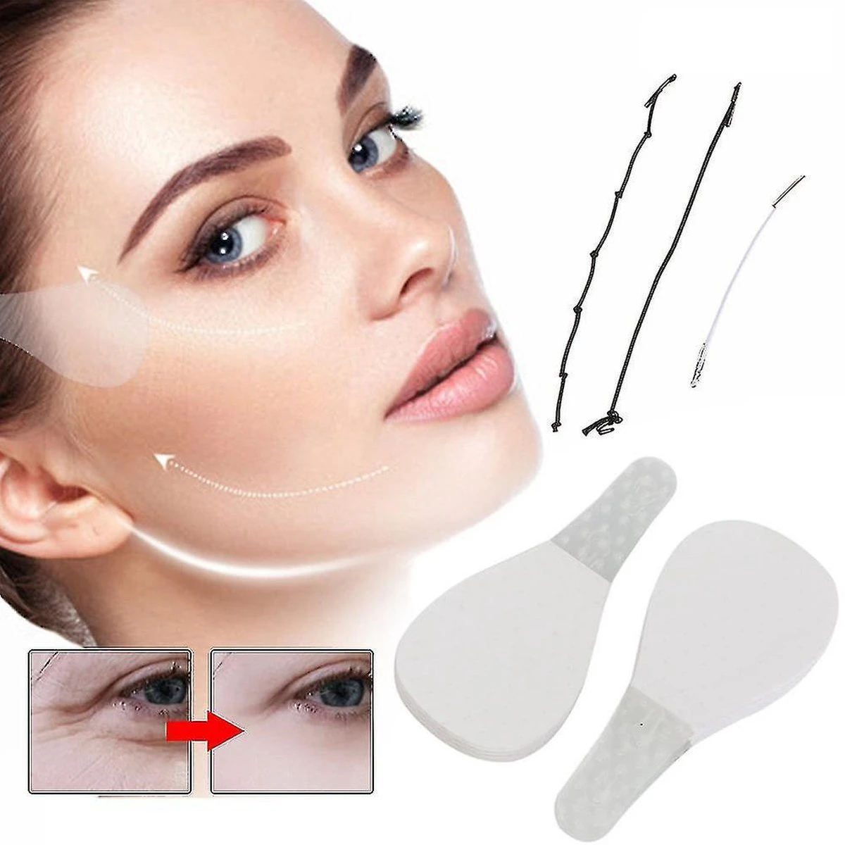 Face Lift Tape - Facelift Zonder Chirurgie - Instant Eyes, Face And Neck Lift - 40 Stuks - Transparent 4 Face Lift Tape - Facelift Zonder Chirurgie - Instant Eyes, Face And Neck Lift - 40 Stuks - Transparent - Afbeelding 2