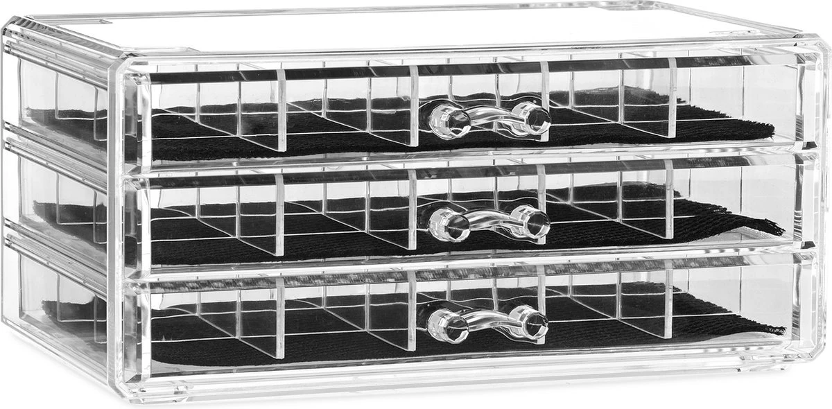 Relaxdays Make-up Organizer Acryl - 3 Lades Met Vakken Acrylbox - Cosmeticabox Opbergdoos - Doorzichtig 11 Relaxdays Make-up Organizer Acryl - 3 Lades Met Vakken Acrylbox - Cosmeticabox Opbergdoos - Doorzichtig - Afbeelding 9