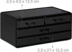 Relaxdays Make-up Organizer - Tweedelig - Cosmetica Opbergdoos + Lippenstift Houder - Zwart -Cosmetica Promotiewinkel 1200x877