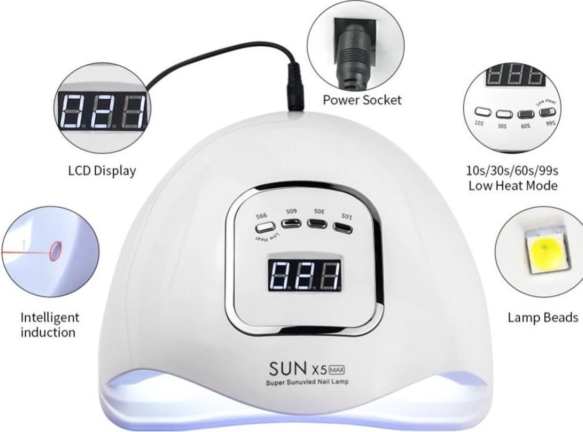 Merkloos 80 Watt UV LED Lamp Nagels - SUN X5 MAX - 45LED - Nagel - UV- LED Lamp - Wit - Nagellamp - Nail Dryer - Nagels - Salon - Lamp - 5 Merkloos 80 Watt UV LED Lamp Nagels - SUN X5 MAX - 45LED - Nagel - UV- LED Lamp - Wit - Nagellamp - Nail Dryer - Nagels - Salon - Lamp - - Afbeelding 3