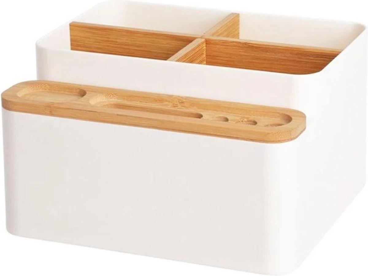 LYVION Make-up En Bureau Organizer - Kunststof En Bamboe 3 LYVION Make-up En Bureau Organizer - Kunststof En Bamboe