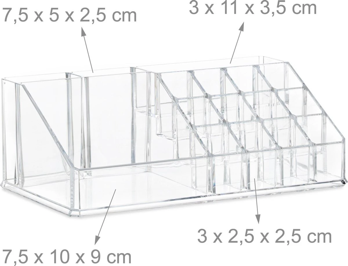 Relaxdays Make-up Organizer - Tweedelig - Cosmetica Opbergdoos - Transparant 12 Relaxdays Make-up Organizer - Tweedelig - Cosmetica Opbergdoos - Transparant - Afbeelding 10