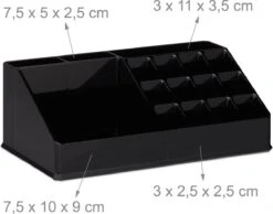 Relaxdays Make-up Organizer - Tweedelig - Cosmetica Opbergdoos + Lippenstift Houder - Zwart -Cosmetica Promotiewinkel 1200x941 1