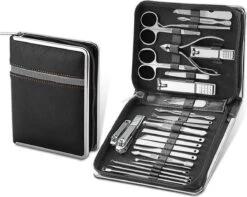 NCPS Professionele Manicure Set / Pedicure Set | 26-Delig | Opbergetui | Reisset | Nagelschaar | Nagelknipper | Nagelverzorging | Voor Mannen En Vrouwen | Zwart