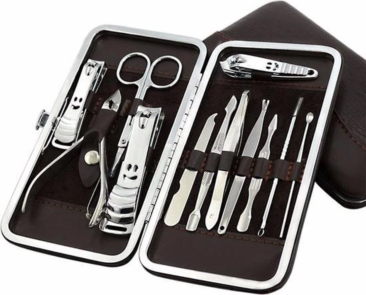 Merkloos Manicure & Pedicure Set - Uitgebreide 12-Delige RVS Nagel Gezicht Verzorging Set - Reisset Met Nagelknippers - Nageletui Manicureset Pedicureset Nagel Verzorging Nagelriem Trimmer Bokkenpoot & Nagelschaar - Met Lederen Etui 3 Merkloos Manicure & Pedicure Set - Uitgebreide 12-Delige RVS Nagel Gezicht Verzorging Set - Reisset Met Nagelknippers - Nageletui Manicureset Pedicureset Nagel Verzorging Nagelriem Trimmer Bokkenpoot & Nagelschaar - Met Lederen Etui
