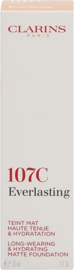 Clarins Everlasting Long-Wearing & Hydrating Matte Foundation - Long-Lasting Moisturizing Makeup With Matte Effect 30 Ml 107C -Cosmetica Promotiewinkel 331x1200 1