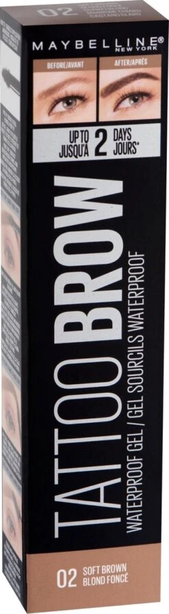 Maybelline Tattoo Brow Waterproof Wenkbrauwgel - 02 Soft Brown -Cosmetica Promotiewinkel 331x1200 2