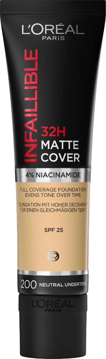 L’Oréal Paris Infallible 32H Matte Cover Foundation - 200 - Foundation Met Een Volledige Dekking En Een Matte Finish - 30 Ml